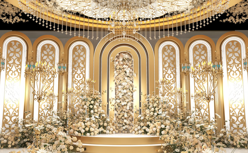 白水香槟色调婚礼堂效果展示